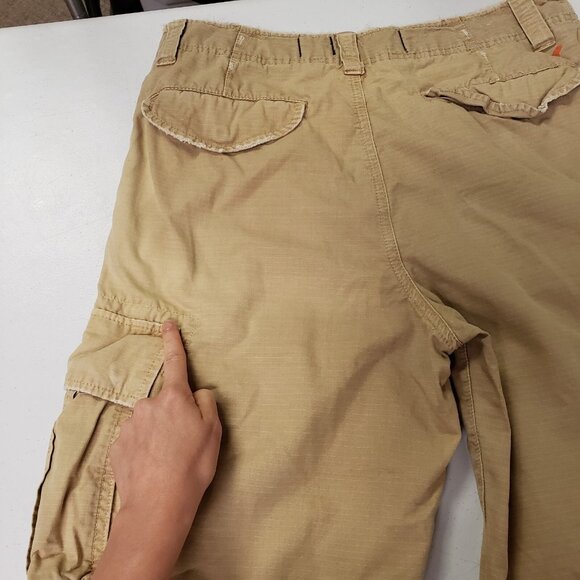 American Eagle Mens Y2K Ripstop Distressed Cargo Shorts Size 32 Beige Preppy - Picture 14 of 16